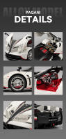 Modelo De Coche Pagani Huayra Sinosaurus a Escala 1:18 Con Sonido Y Luz Vehículo De Metal Para Colección Juguete Para Niños Regalo - details 10