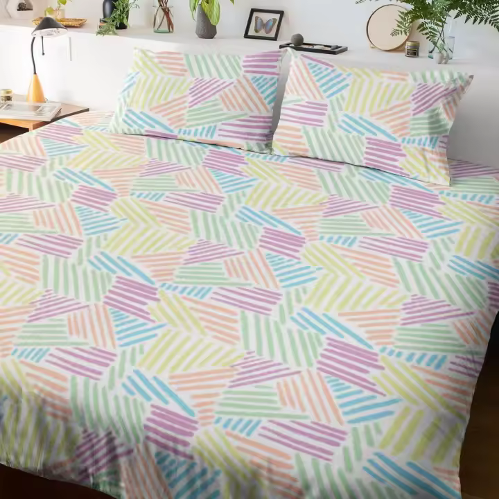 SANSY - Juego funda nórdica + funda de almohada Seth para cama de 105. Algodón, poliéster, lino. - 1