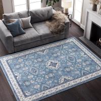 Carpetas Navy Blue Bohemia Retro Estilo Europeo Y Americano Alfombra Delgada Para Decoración De Dormitorio Y Sala De Estar Material Poliéster Moderno Y Elegante - details 5