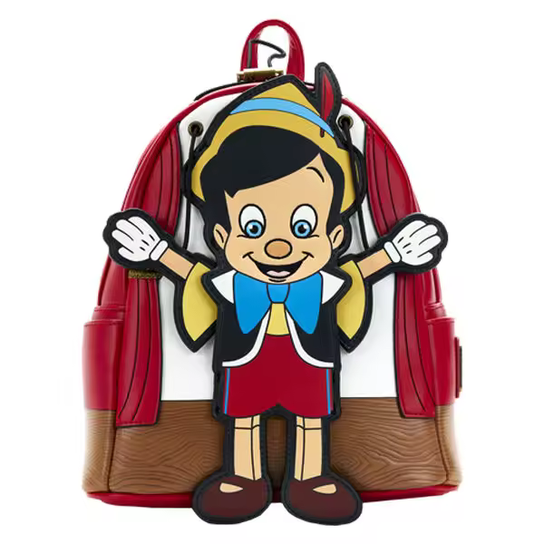 Mochila Pinocho Disney Loungefly 26cm. Mochila ergonómica con amplio espacio. Diseño resistente y versátil para llevar tus pertenencias con estilo. - 1