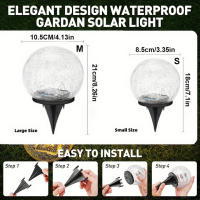 Lámpara Solar Para Jardín Con Bola De Vidrio Rotura Luz LED Blanco Cálido Impermeable Para Decoración De Patio Camino Jardín Césped - details 3