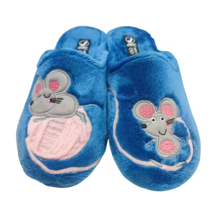 Zapatillas de casa para mujer invierno Marca Javer confort fabricadas en España de alta calidad  suela antideslizante y perfumada cuña de 3 centímetros. Calzado para el hogar ilustración de ratita con lana. - 1