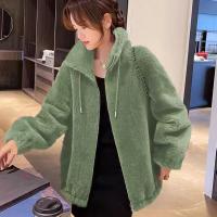 Abrigo De Coral Doble Para Mujer Invierno Cálido Suave De Plush Con Cuello Alto Y Cierre De Cremallera Outerwear Casual - details 6