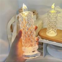 Lámpara De Noche En Forma De Rosas Sin Velas LED Cristalina Para Decoración De Hogar Fiesta Bodas Navidad Sin Flama - details 0