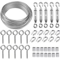 Kit de cuerda para colgar de acero inoxidable de 30 m, kit de cuerda de alambre, cuerda de acero inoxidable recubierta de 2 mm, con tensor de cable M5 y ganchos para ojos, para plantas trepadoras, barandilla, tendedero, AAFGVC - details 2