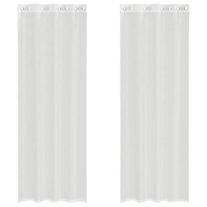 Cortinas de gasa con ojales 2 uds blanco - 1
