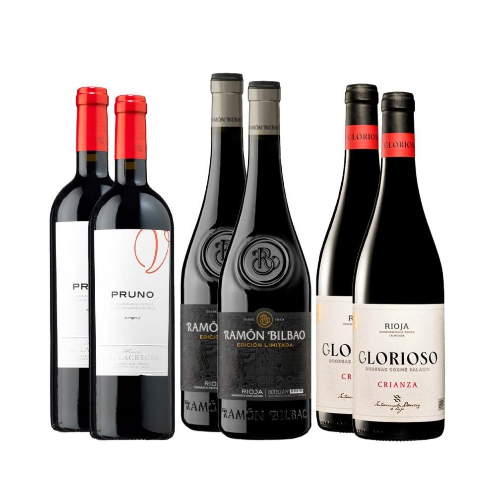Pack 6 botellas Gourmet Vino Tinto España  450 cl. 14.0º