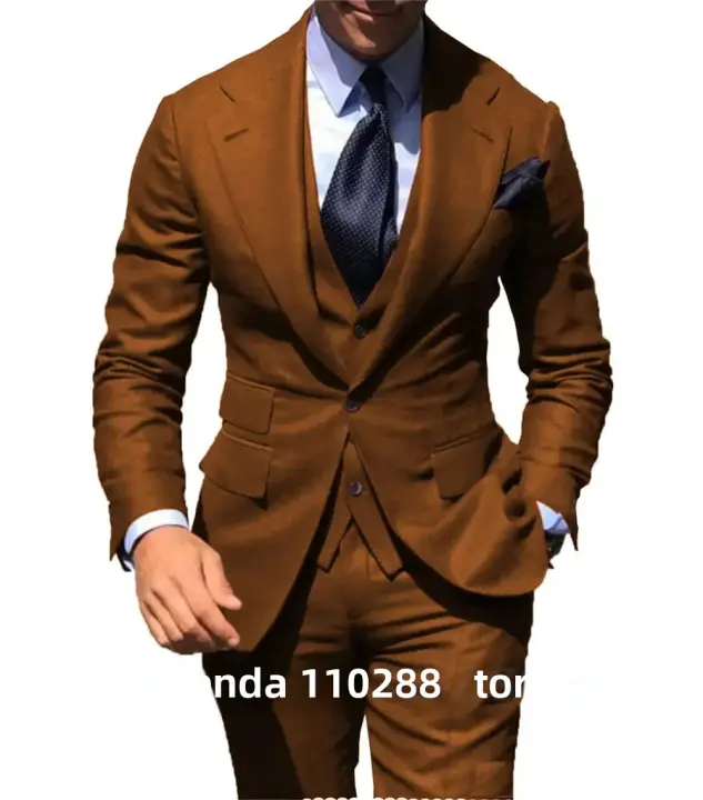 Traje De Novio Elegante 2024 Slim Fit Para Hombres Traje De Tuxedo Formal De Negocios Con Chaqueta Chaleco Y Pantalones - 1