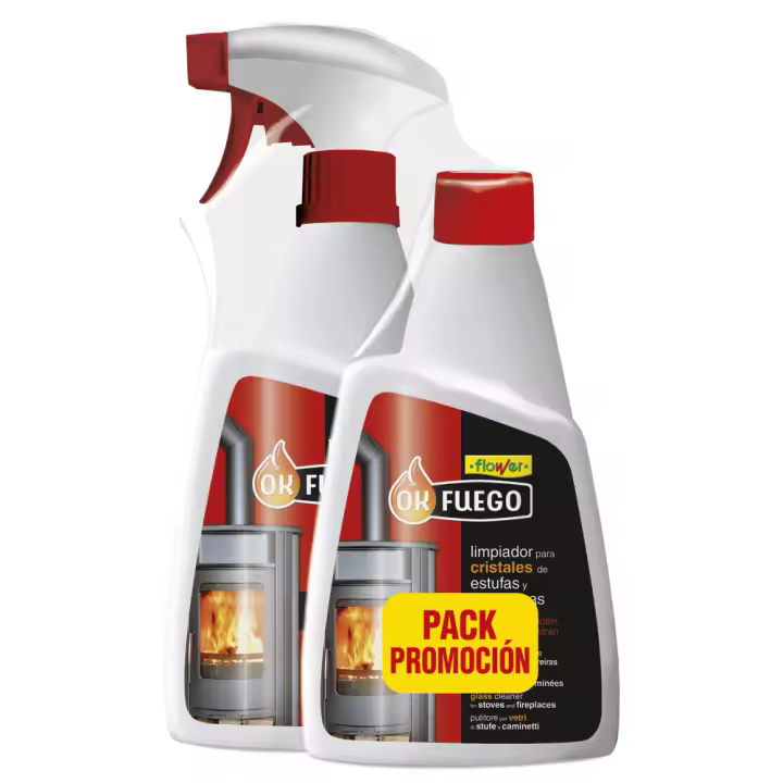 FLOWER PACK CRISTALES DE ESTUFAS Y CHIMENEAS EVITA ACUMULACIÓN RESIDUOS+EVITA INCRUSTACIÓN PARTÍCULAS RESIDUALES 2x500 ML - 1
