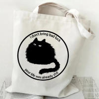 Bolso De Hombro Para Mujer Estilo Japonés Kawaii Con Gráfico De Gato Negro Bolso De Lona De Moda Con Dibujos De Gatitos Bolsa Suave De Polyester - details 5