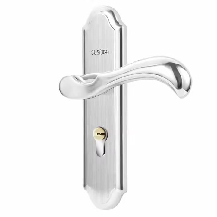 Cerradura de puerta delantera con llaves Juego de manijas de acero inoxidable Manija de puerta fuerte y silenciosa para mayor seguridad Manija Cerradura de puerta para el hogar, el dormitorio y la oficina - 1