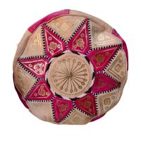 Puff Étnico de Piel Natural Grande Medidas: 51 cm de ancho  x 25 cm de altura NO TIENE RELLENO - details 4