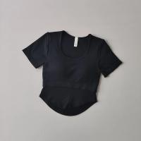 Top Deportivo Para Mujer Con Correa Fija Y Pecho Almohadillado Secado Rápido Manga Corta Ajustado Para Yoga Y Correr Ropa De Fitness - details 5