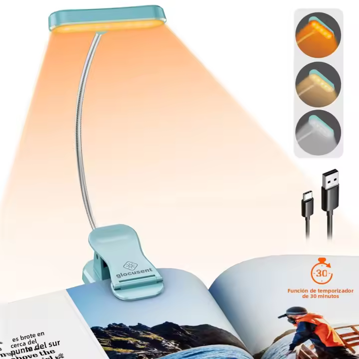 Luz De Lectura Horizontal ET-Head Luz De Libro LED Recargable Dimmer Luz Nocturna Para Cama Luz De Lectura Cuidado Para Los Ojos Con Soporte USB - 1