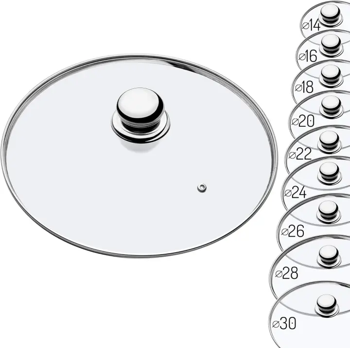 Tapa cristal para sarten de todas las medidas, tapa universal de cristal ollas, tapadera de cristal con mango de plástico, tapa de sarten cristal, tapa redonda cristal desde 14 a 30cm. - 1
