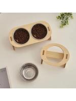 Tazas De Alimentación Elevadas Para Perros Y Gatos Con Soporte Ajustable De Madera Alimentador De Rabo Para Pequeños Y Medianos Animales De Compaña - details 3
