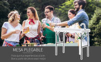 Mesa Plegable de Picnic Multifuncional con Fregadero Grifo y Pistola de Riego Extensible para Balcón Jardín Camping Barbacoa Exterior Metal 114,5x59x94,5 cm Blanco - details 0