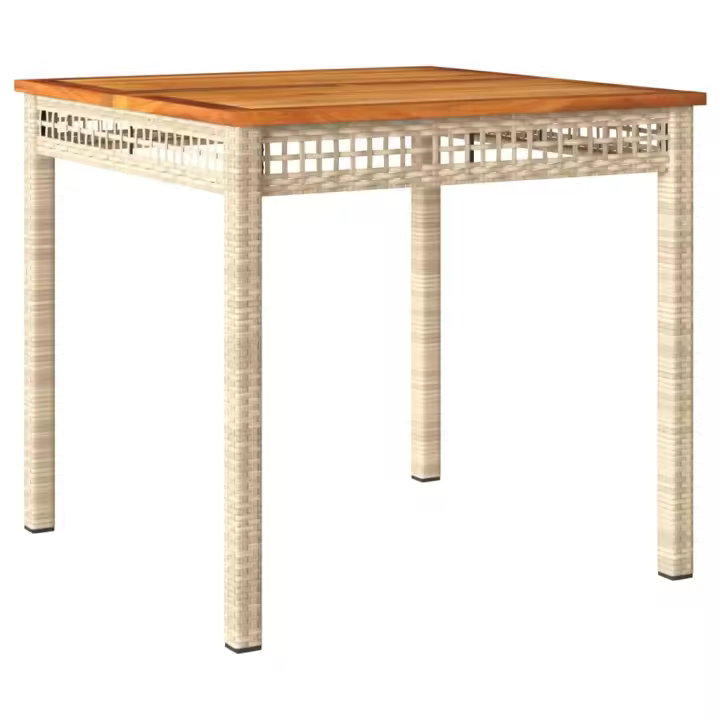 Mesa de Jardín sintético Madera Acacia Beige 80x80x75 cm - 1