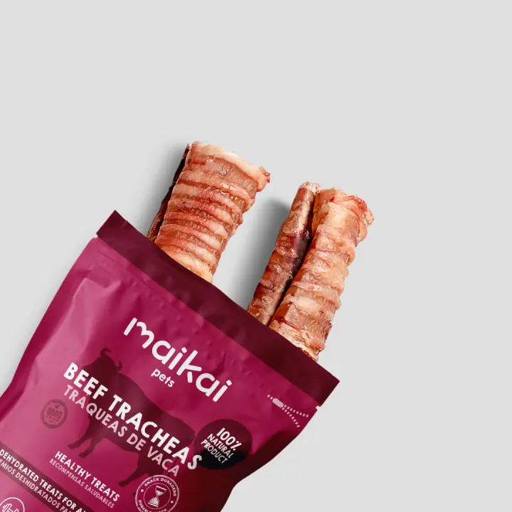 MAIKAI Tráqueas de Ternera Deshidratadas Pack de 2 Uds - Alternativa Natural a Huesos - Snacks para Perros - Dieta BARF - Premios Saludables para Perros - 1