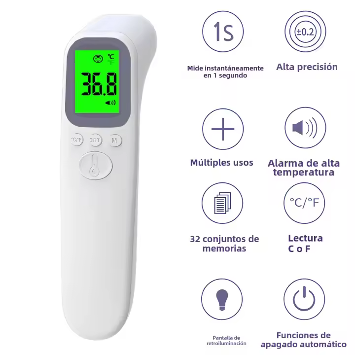 Termómetro De Cabeza Infrarrojo Sin Contacto Medidor Digital De Fiebre Termómetro De Oreja Para El Cuerpo Humano - 1