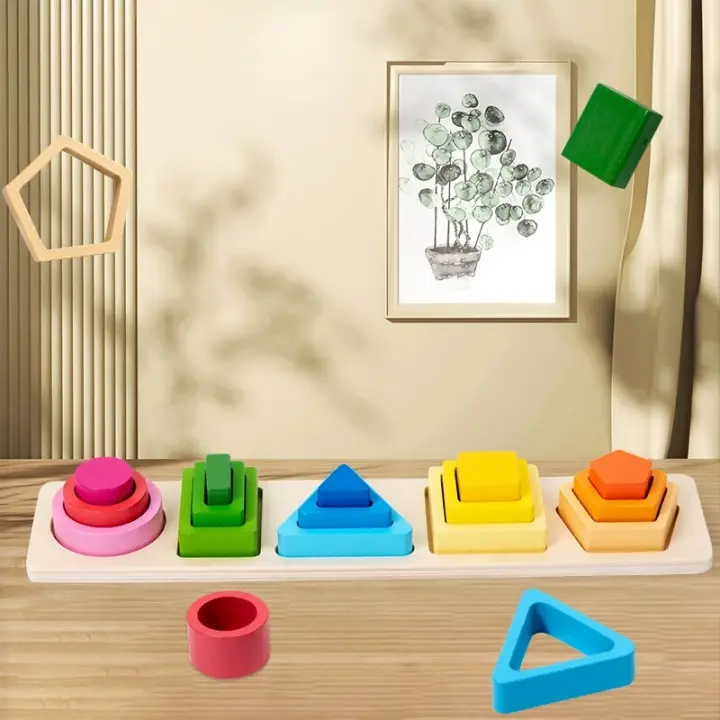 Juguetes De Madera Montessori Para Niños Categoría Montessori Juguetes Educativos Para Bebés Y Niños Pequeños Adecuado Para Preescolar Sorteo Y Coloreo De Formas Regalos Para Niños - 1