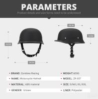Casco De Motocicleta Medio De Cuero Aleman Vintage Casco Moto Moto Pilot Biker DOT Certificación Unisex Tamaños S-XXL - details 2
