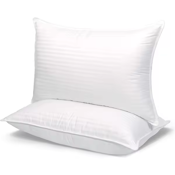 2-pack striped pillows, hotel quality satin pillow with hollow fiber - 1