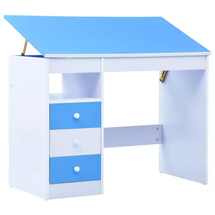 vidaXL Escritorio de Dibujo para Niños Inclinable Mesas Estudio Color Azul,  Blanco,  Rosa - 1
