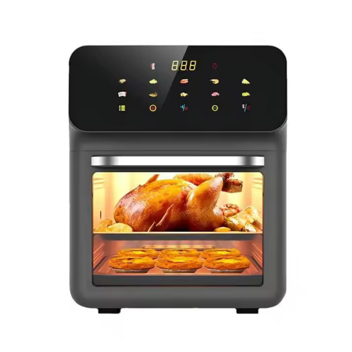 1350W Freidoras de aire eléctricas de gran capacidad de 12L, cocina doméstica automática sin aceite 360 ° Horno de convección para hornear freidora sin aceite - 1
