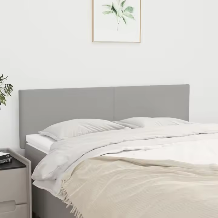 vidaXL Cabeceros 2 unidades tela gris claro 72x5x78/88 cm - 1