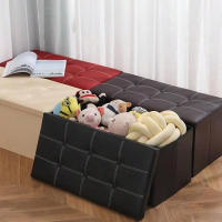 Reposiegos de almacenamiento, cajas plegables, reposabebés, banco cubo, capacidad de carga de hasta 300 kg, aptos para salón, dormitorio, entrada. Reposapiés de almacenamiento, reposapiés del asiento, material de cuero simulado, espacio amplio - details 6