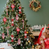 Piezas de Piruleta de Navidad, Colgantes de Bastón de Caramelo, Adornos de Bolas colgantes para Árbol de Navidad, decoraciones navideñas - details 0