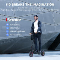 iScooter i10 Patinete Eléctrico, Motor de 650W, Batería de 36V 15Ah, Neumáticos Neumáticos de 10 Pulgadas, Velocidad Máxima de 40km/h, Autonomía Máxima de 45km, Suspensión Delantera y Trasera, Freno Eléctrico y de Disco - details 1