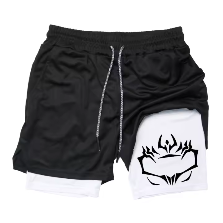 Shorts Deportivos Para Hombre Con Ropa Interior De Compresión Y Bolsillo Para Teléfono Móvil Y Anillo Para Toalla 2 En 1 Para Gimnasio Y Correr - 1