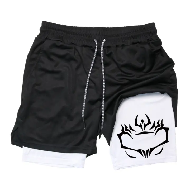 Shorts Deportivos Para Hombre Con Ropa Interior De Compresión Y Bolsillo Para Teléfono Móvil Y Anillo Para Toalla 2 En 1 Para Gimnasio Y Correr - 1