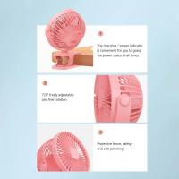 GAIATOP-ventilador de Clip portátil, Mini ventilador de escritorio recargable Silencioso de 3 velocidades, rotación de 360 °, ventilador de refrigeración Personal adecuado para cochecitos - details 6