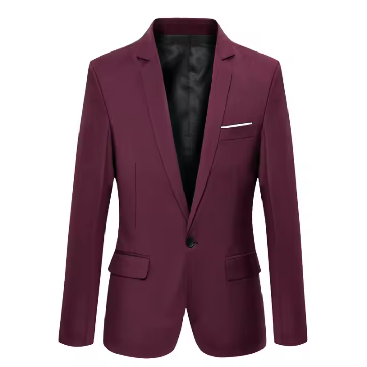 Chaqueta De Traje Para Hombre En Color Sólido Ajustada Elegante Blazer Para Bodas Y Negocios Moda Casual Traje Profesional - 1