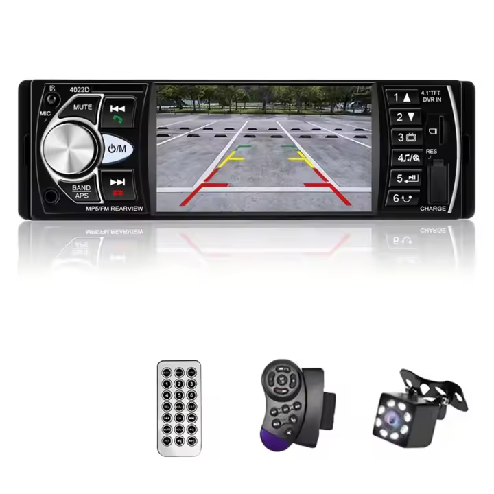Reproductor Multimedia para Automóviles - 4.1" LED, Reproducción MP3/FLAC, Cámara de Reversa 8 Luces, Mandos Integrados en Volante - 1