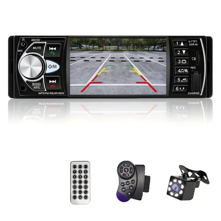 Reproductor Multimedia para Automóviles - 4.1" LED, Reproducción MP3/FLAC, Cámara de Reversa 8 Luces, Mandos Integrados en Volante - 1