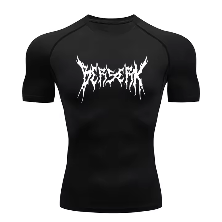 Camiseta De Compresión Para Gimnasio Y Ejercicio Rápida Secado Con Estampado Berserk Para Hombres Camiseta De Base Transpirable De Poliéster - 1