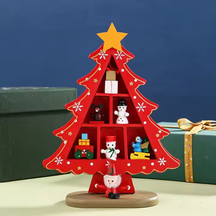 Adorno Navideño De Árbol De Madera Miniatura Decoración De Escritorio Para Centro Comercial Suministros De Decoración Navideña - 1