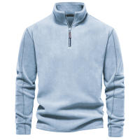 Nuevo estilo de otoño e invierno para hombre, sudadera de manga larga con media cremallera y cuello alto, cuello alto, top de forro polar para hombre moderno y versátil - details 10