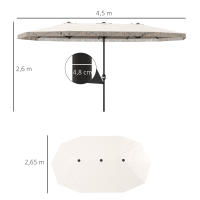 Outsunny Sombrilla Doble 4,5x2,65 m Sombrilla Terraza Exterior con Manivela Manual Resistente al Agua y Protección UV30+ Sombrilla Grande para Terraza Playa Piscina Crema - details 2