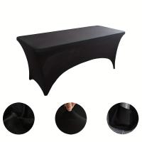 Mantel Rectangular De Poliéster Blanco/ Negro Alta Elasticidad Para Bodas Fiestas Masajes Hotel Cumpleaños Cubierta De Mesa - details 12