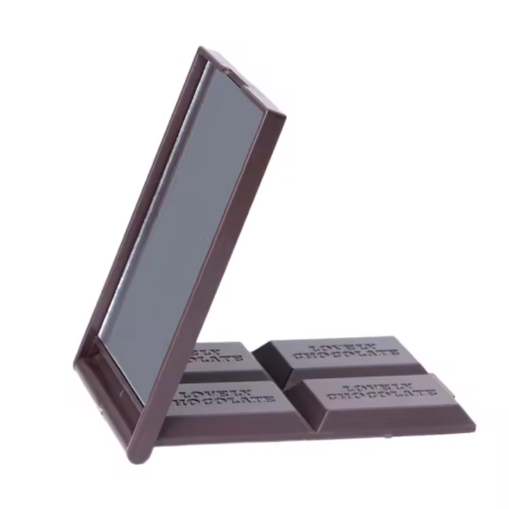 Espejo De Maquillaje Plegable Y Compacto Portátil Espejo Cuadrado De Chocolate Espejo De Mano Para Vestíbulo Espejo Cosmético De Bolsillo - 1