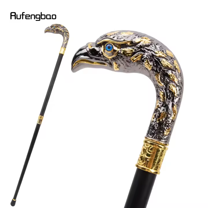 Bastón De Moda Con Cabeza De Águila Dorada Y Negra Elegante Y Decorativo Para Caballeros Cosplay 92cm Con Punta De Goma - 1