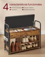 Banco Zapatero con Almacenamiento Interior - Mueble de Entrada con Bolsillos y Asas Cómodas, para Salón y Dormitorio, Marrón Rústico y Negro Tinta, 30x80.6x62.5 cm - details 2