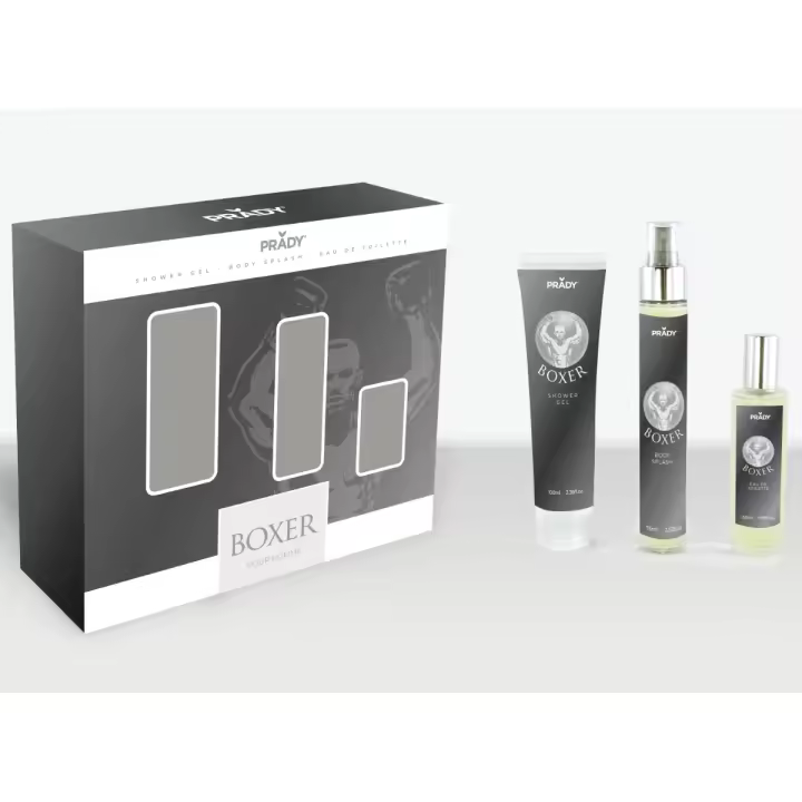XHC BRICO - PRADY - Pack Body Care BOXER - Gel de Ducha 100 ml - Spray Corporal 75 ml - Perfume 50 ml. - 1