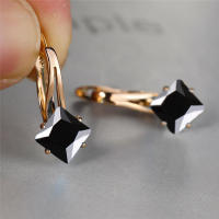 Aretes De Borde De Lujo Para Mujer Con Zirconia Cristal En Color Champán Y Rosa Oro Aretes De Boda Moda Geométrica - details 9