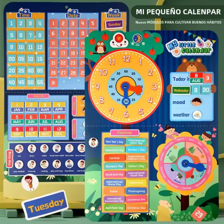 Calendario Visual Para Niños Tablero De Actividades Prescolar Aprendizaje Temprano Juguete Para El Día De La Semana El Mes Y La Estación Del Año - 1